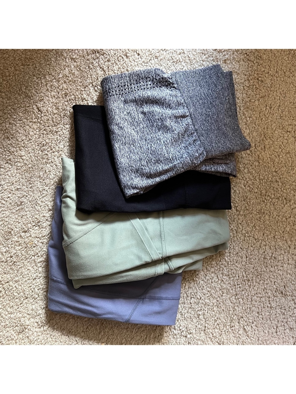 Workout Leggings Bundle - Gray, Black, Sage, and Perriwinkle Size Small